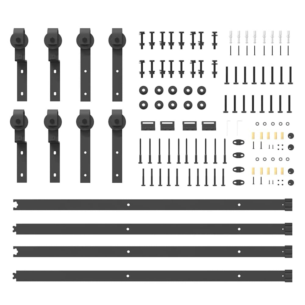 Sliding Door Hardware Kit 366 cm Steel Black 200 cm