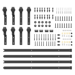 Sliding Door Hardware Kit 366 cm Steel Black 200 cm