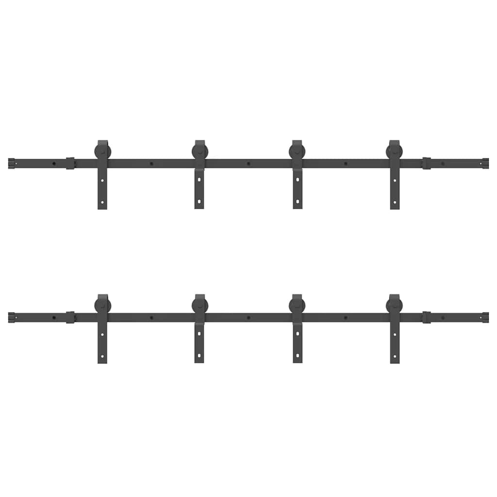 Sliding Door Hardware Kit 366 cm Steel Black 200 cm