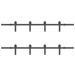 Sliding Door Hardware Kit 366 cm Steel Black 200 cm