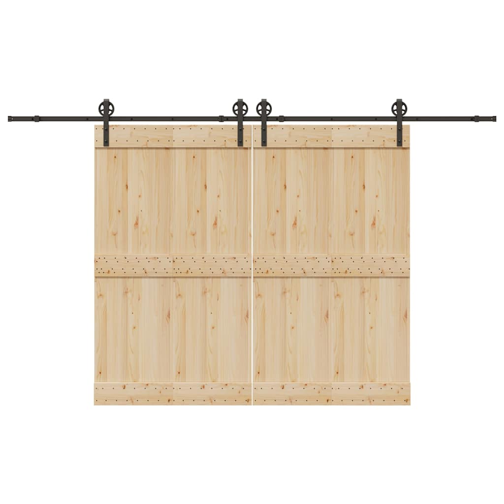 Sliding Door Hardware Kit 366 cm Steel Black 183 cm