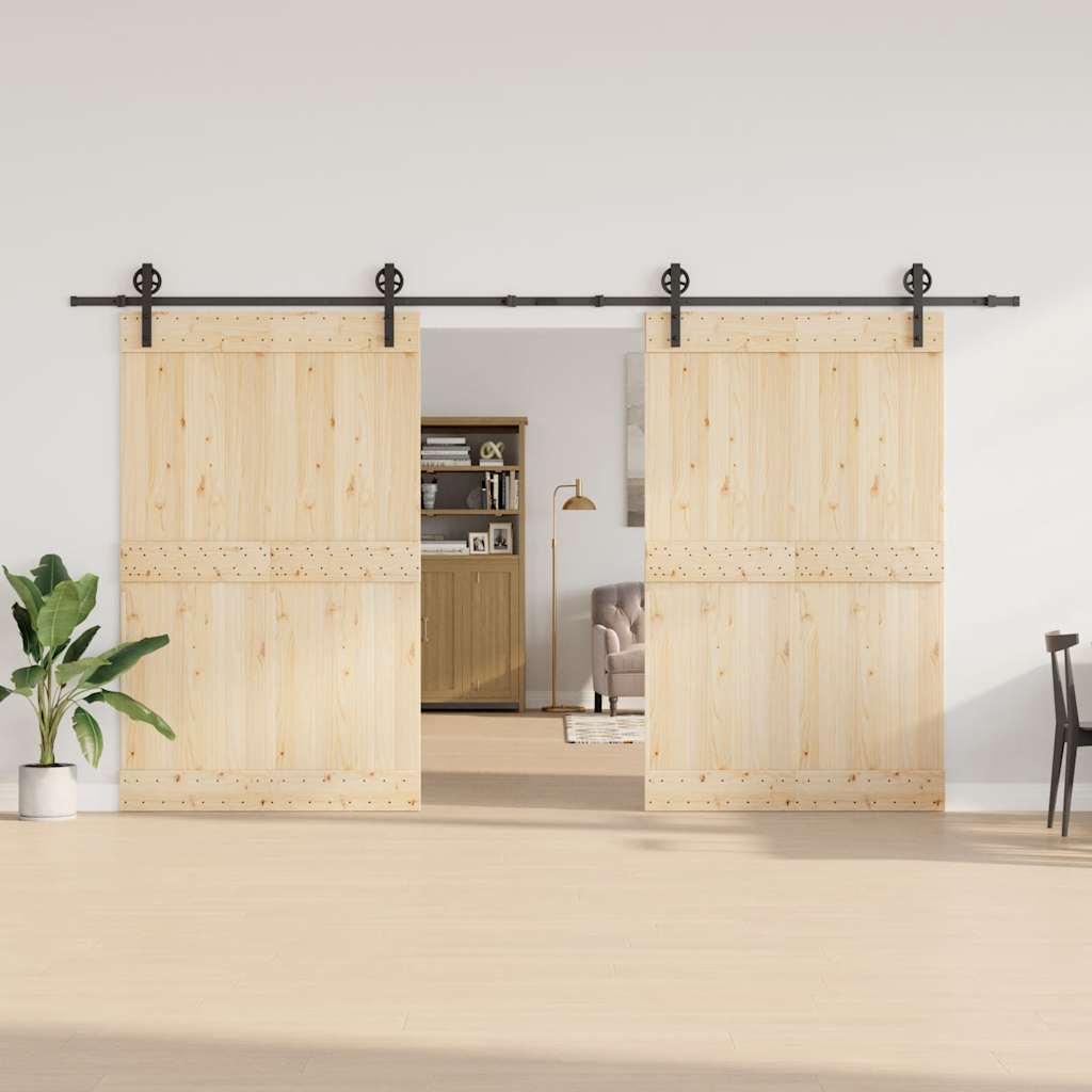 Sliding Door Hardware Kit 366 cm Steel Black 200 cm
