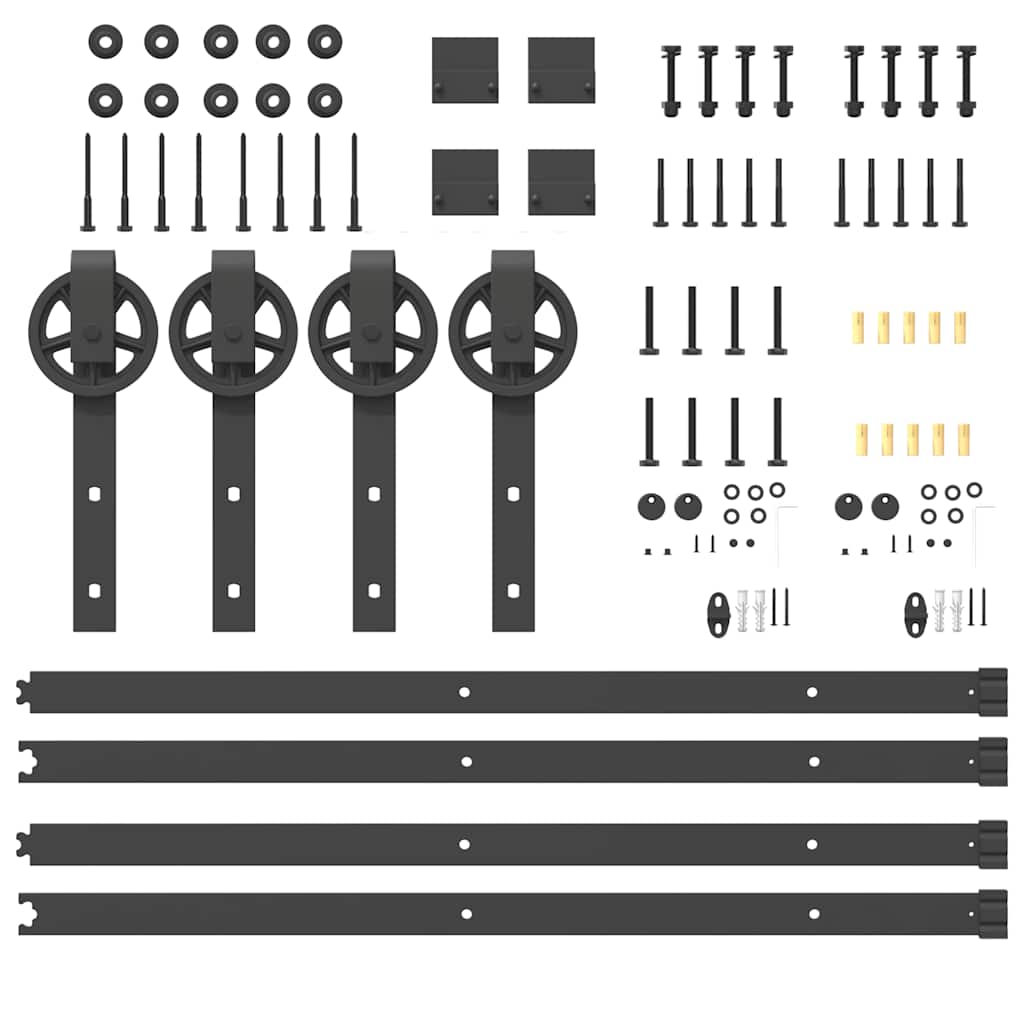 Sliding Door Hardware Kit 366 cm Steel Black 200 cm