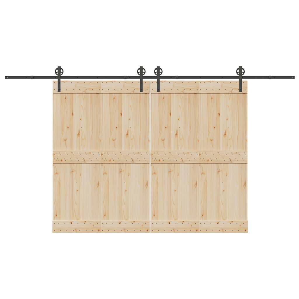 Sliding Door Hardware Kit 366 cm Steel Black 200 cm