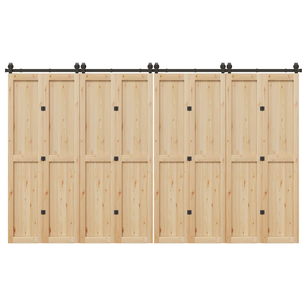 Sliding Door Hardware Kit 366 cm Steel Black 183 cm