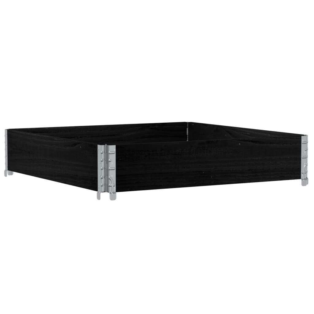 vidaXL Pallet Collar Black 100x100 cm Solid Wood Pine 2