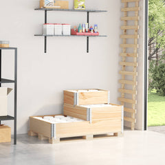 3-Tier Raised Bed 120x80 cm Solid Wood Pine Natural 120 x 80 cm (60 x 40 cm)