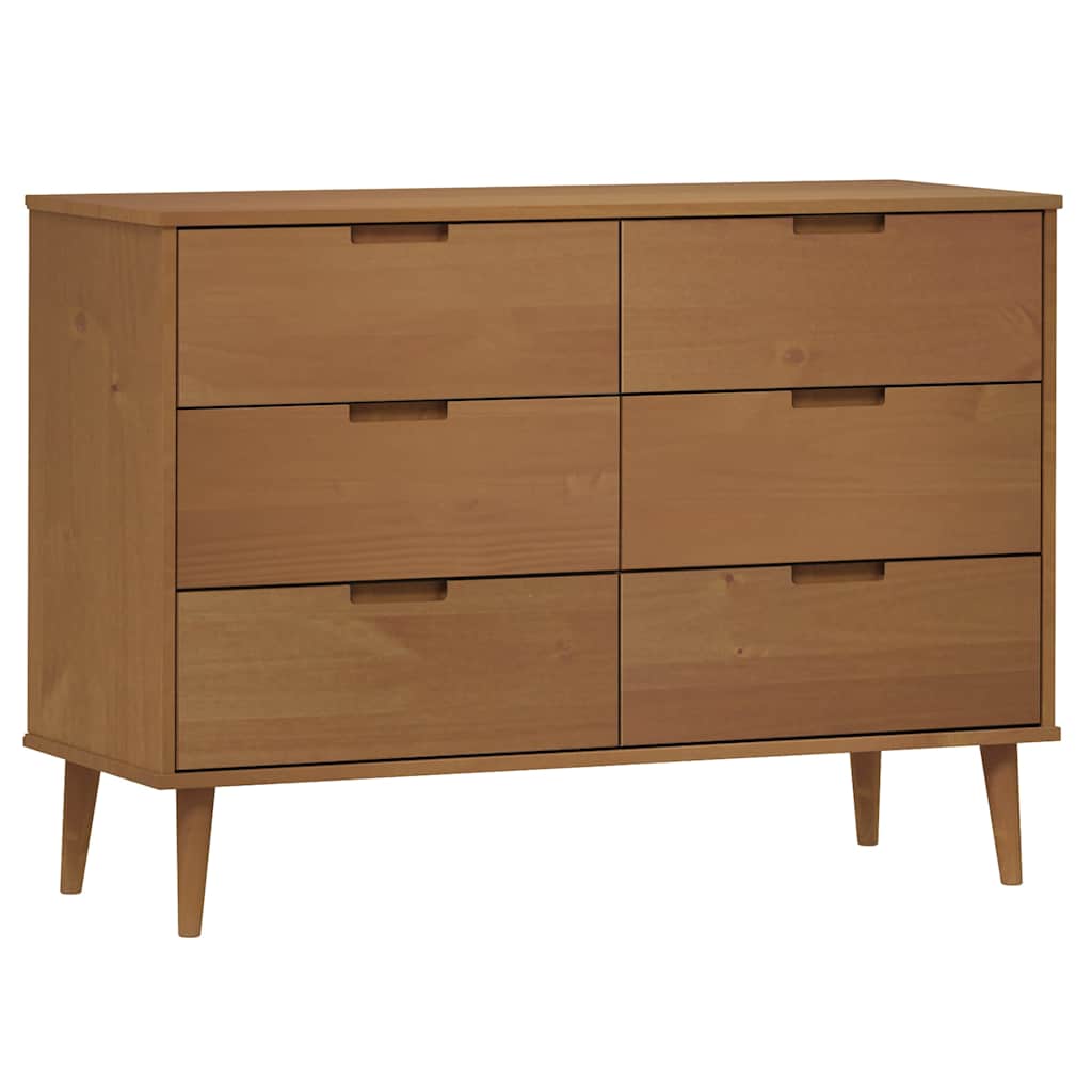 Drawer Cabinet "MOLDE" 113x40x80 cm Solid Wood Pine Brown