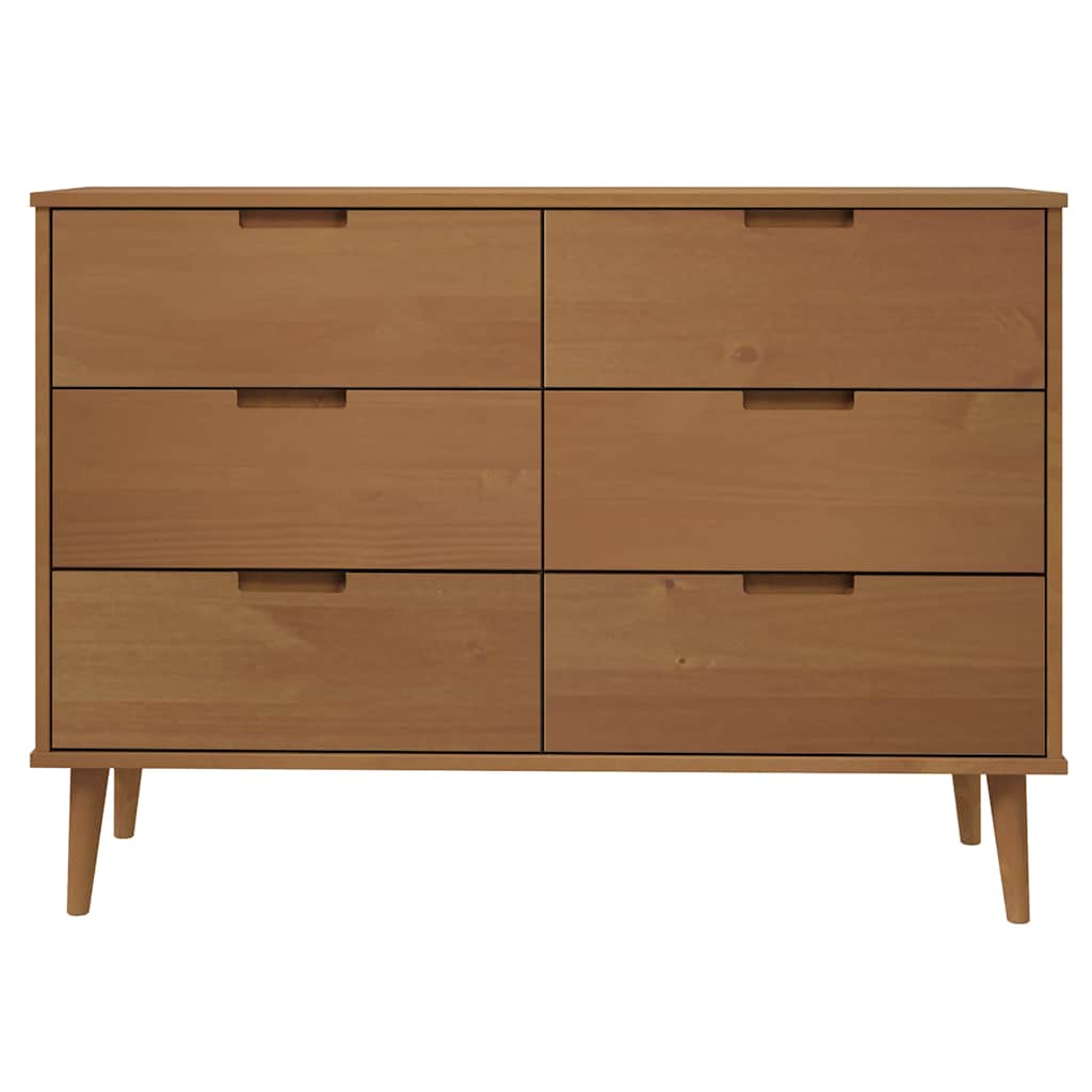 Drawer Cabinet "MOLDE" 113x40x80 cm Solid Wood Pine Brown