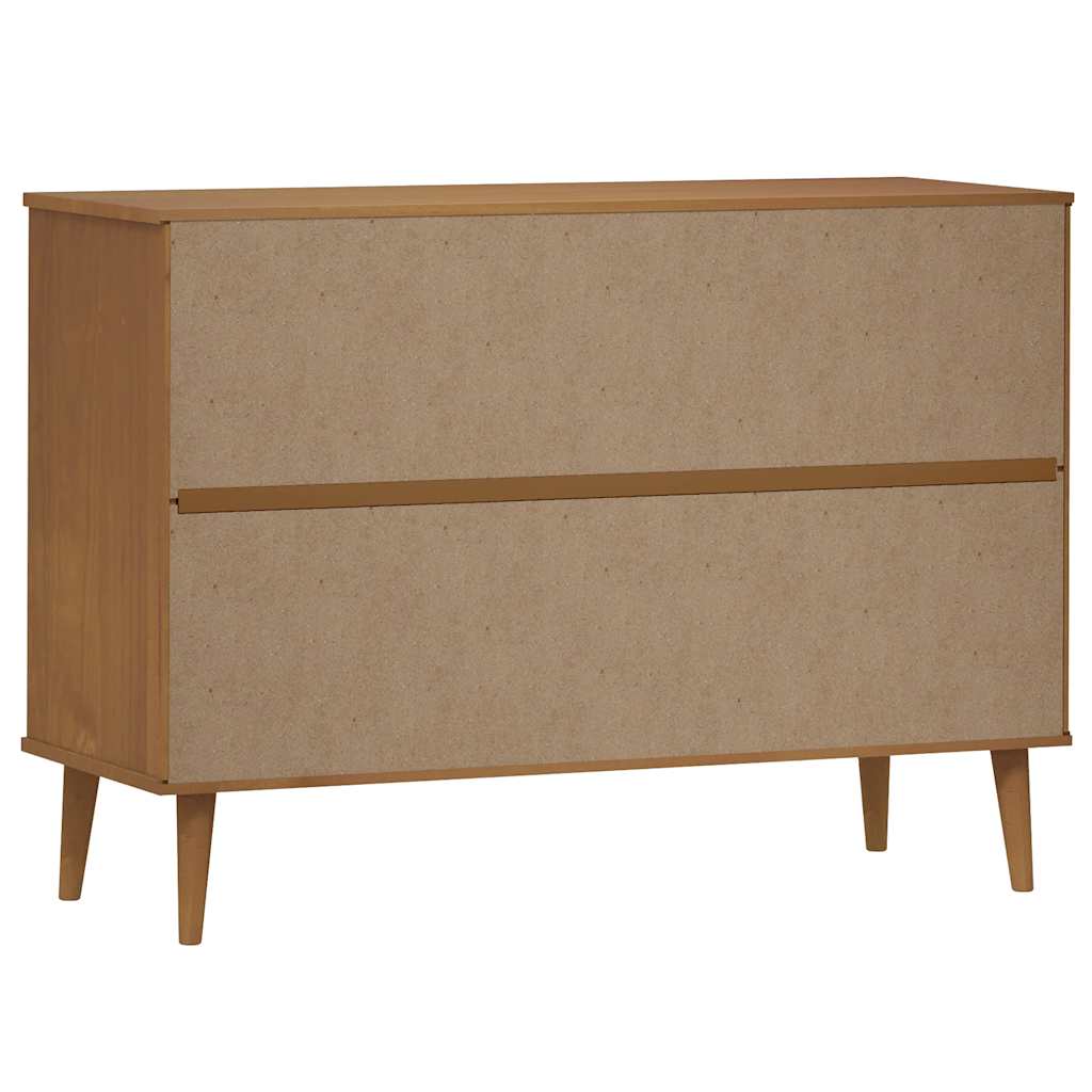 Drawer Cabinet "MOLDE" 113x40x80 cm Solid Wood Pine Brown
