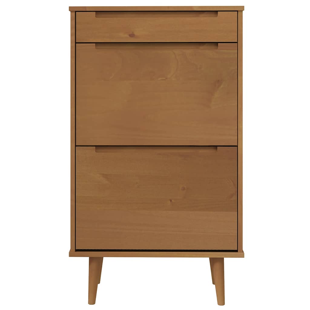 vidaXL Shoe Cabinet MOLDE Brown 59.5x35x103 cm Solid Wood Pine 4