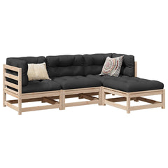 4 Piece Garden Sofa Set Solid Wood Pine Natural pine