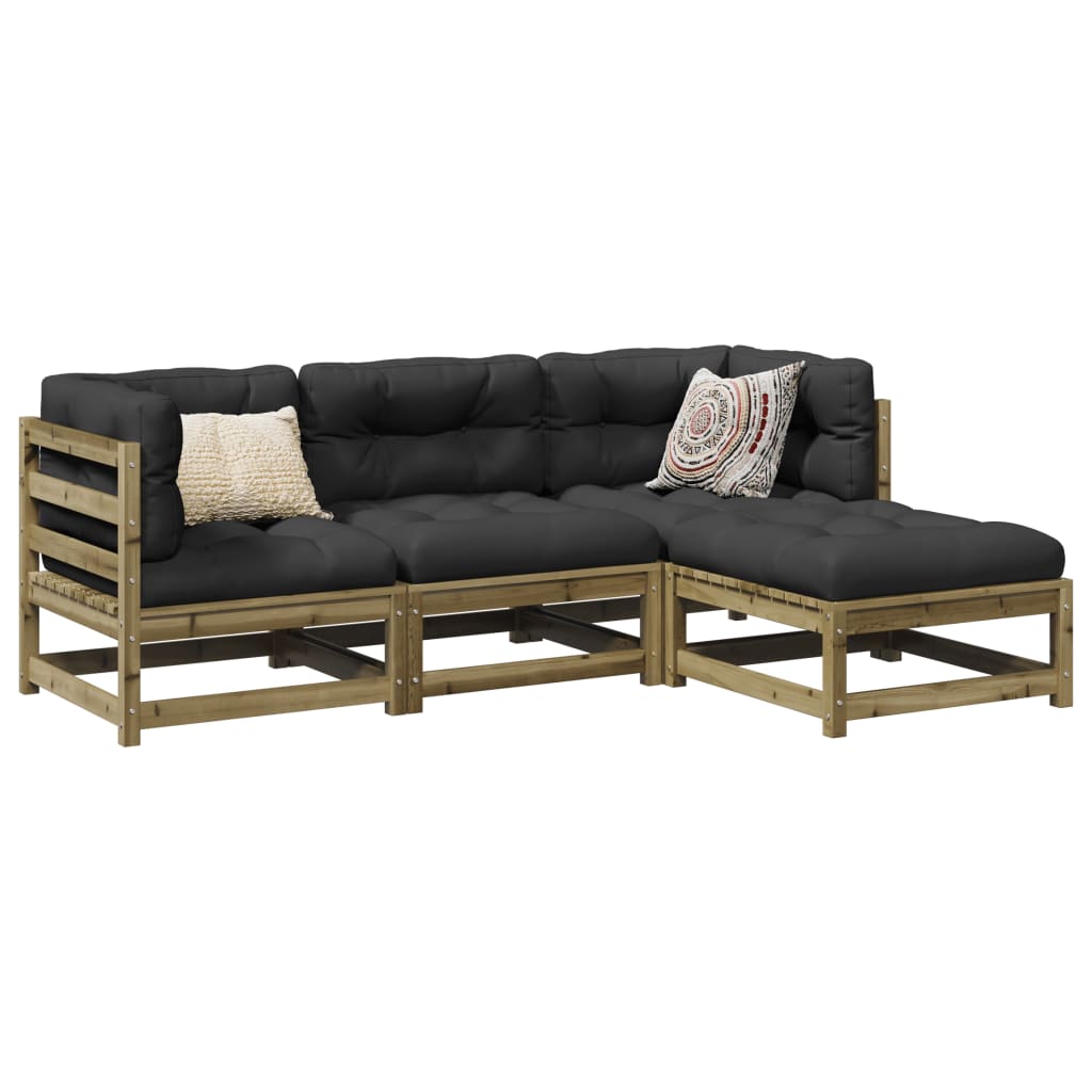 4 Piece Garden Sofa Set Solid Wood Pine Natural impregnated