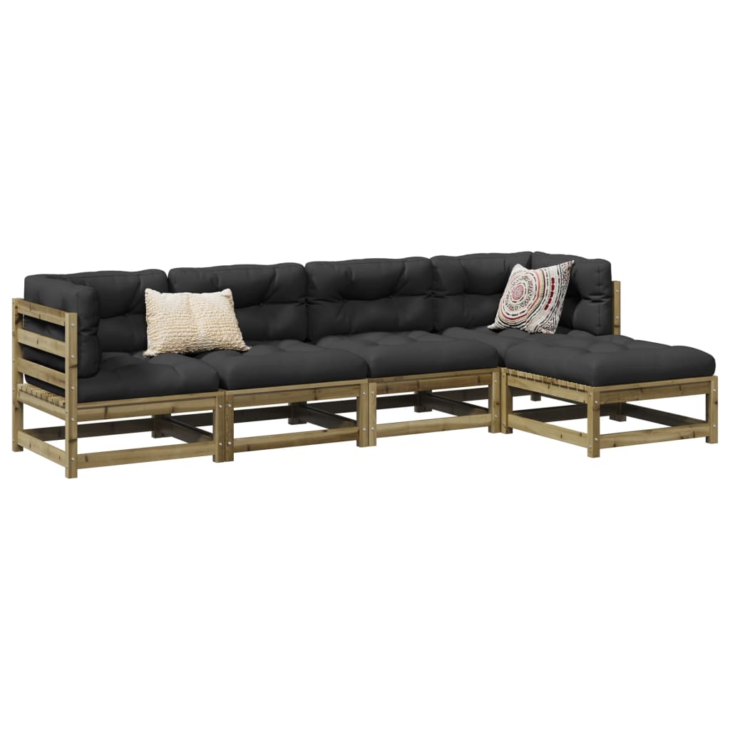 5 Piece Garden Sofa Set Impregnated Wood Pine Natural impregnated