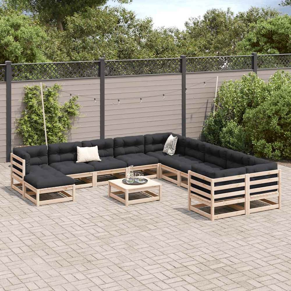 vidaXL 12 Piece Garden Sofa Set Solid Wood Pine 3