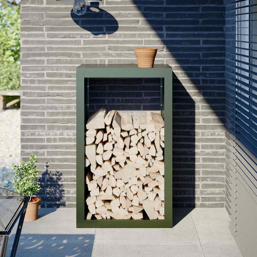 Firewood Rack Black 60x40x100 cm Steel Steel/green