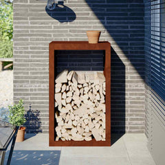 Firewood Rack Black 60x40x100 cm Steel Weathering steel/brown