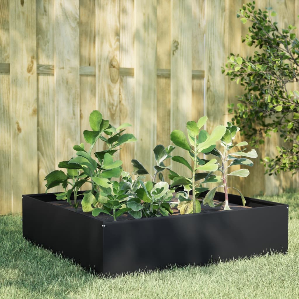 vidaXL Garden Raised Bed Black 100x100x41 cm Steel 1