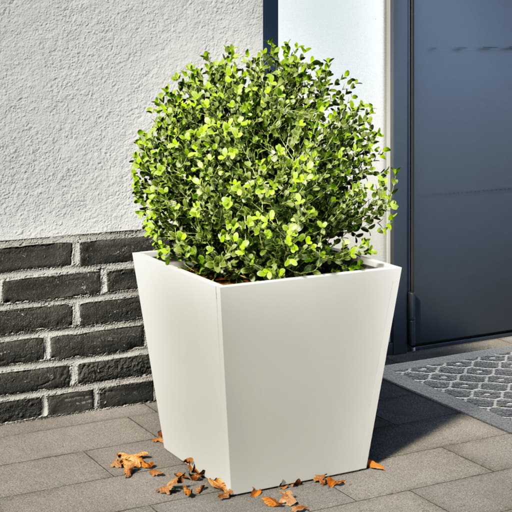 vidaXL Garden Planter White 40x40x40 cm Steel 1