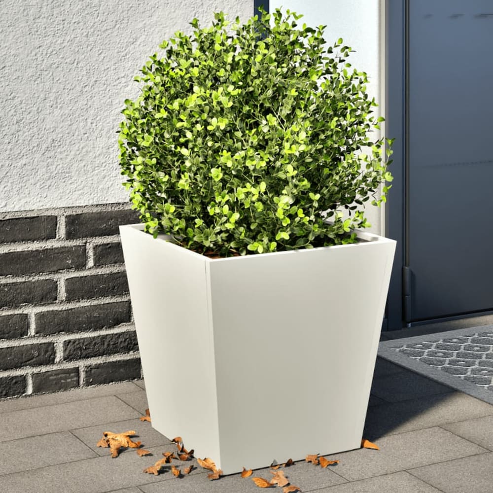 Garden Planters Black 40x40x40 cm Steel 2 pcs Steel/white