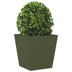 vidaXL Garden Planters Olive Green 2 pcs 40x40x40 cm Steel 4