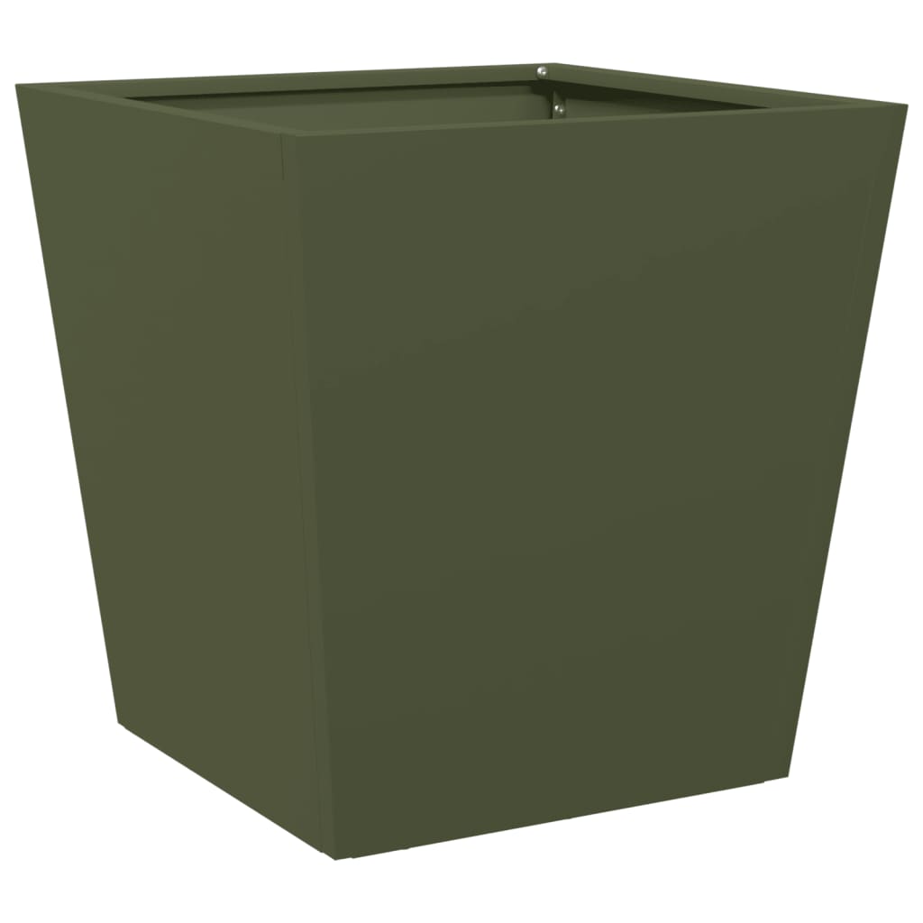 vidaXL Garden Planters Olive Green 2 pcs 40x40x40 cm Steel 5