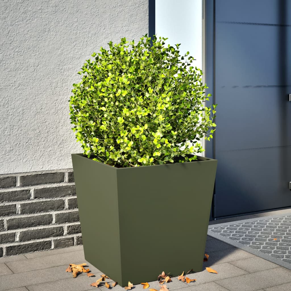 Garden Planter Black 50x50x50 cm Steel Steel/green
