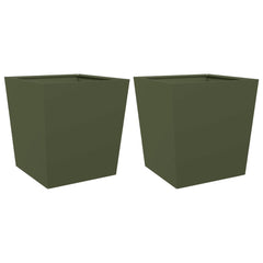 vidaXL Garden Planters Olive Green 2 pcs 50x50x50 cm Steel 2