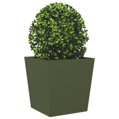 vidaXL Garden Planters Olive Green 2 pcs 50x50x50 cm Steel 4