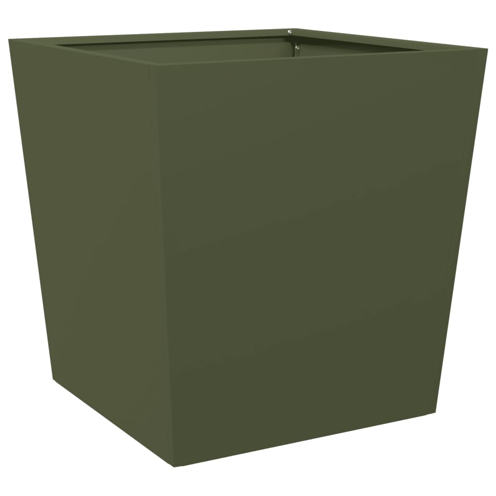 vidaXL Garden Planters Olive Green 2 pcs 50x50x50 cm Steel 5