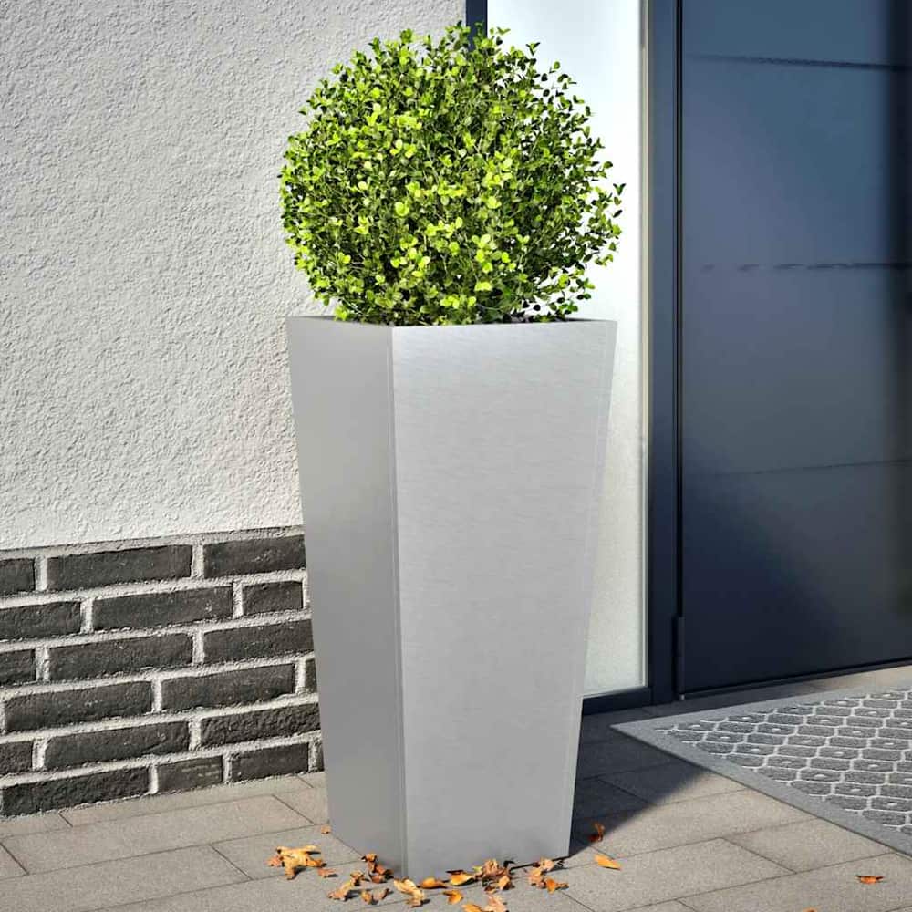 Garden Planters Black Steel 2 pcs Height 75 cm Galvanized steel/grey 35 cm 35 cm