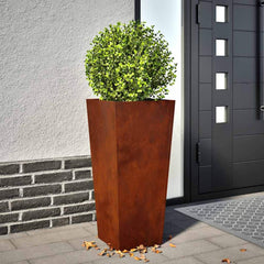 Garden Planters Black Steel 2 pcs Height 75 cm Weathering steel/brown 35 cm 35 cm