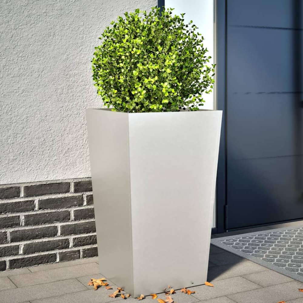 Garden Planters Black Steel 2 pcs Height 75 cm Stainless steel/light grey 45 cm 45 cm