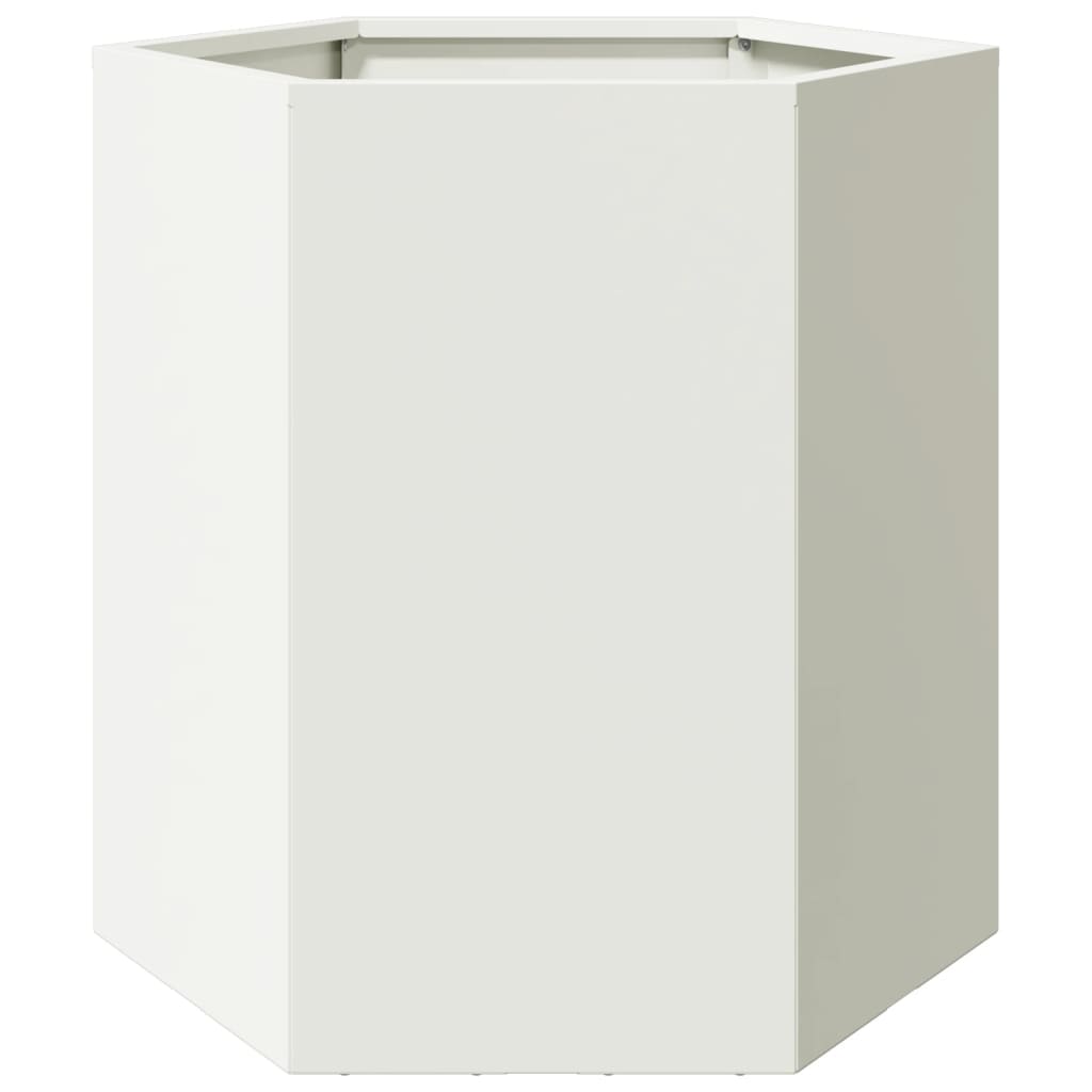 vidaXL Garden Planter White Hexagon 46x40x45 cm Steel 2