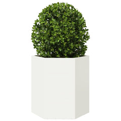 vidaXL Garden Planter White Hexagon 46x40x45 cm Steel 3
