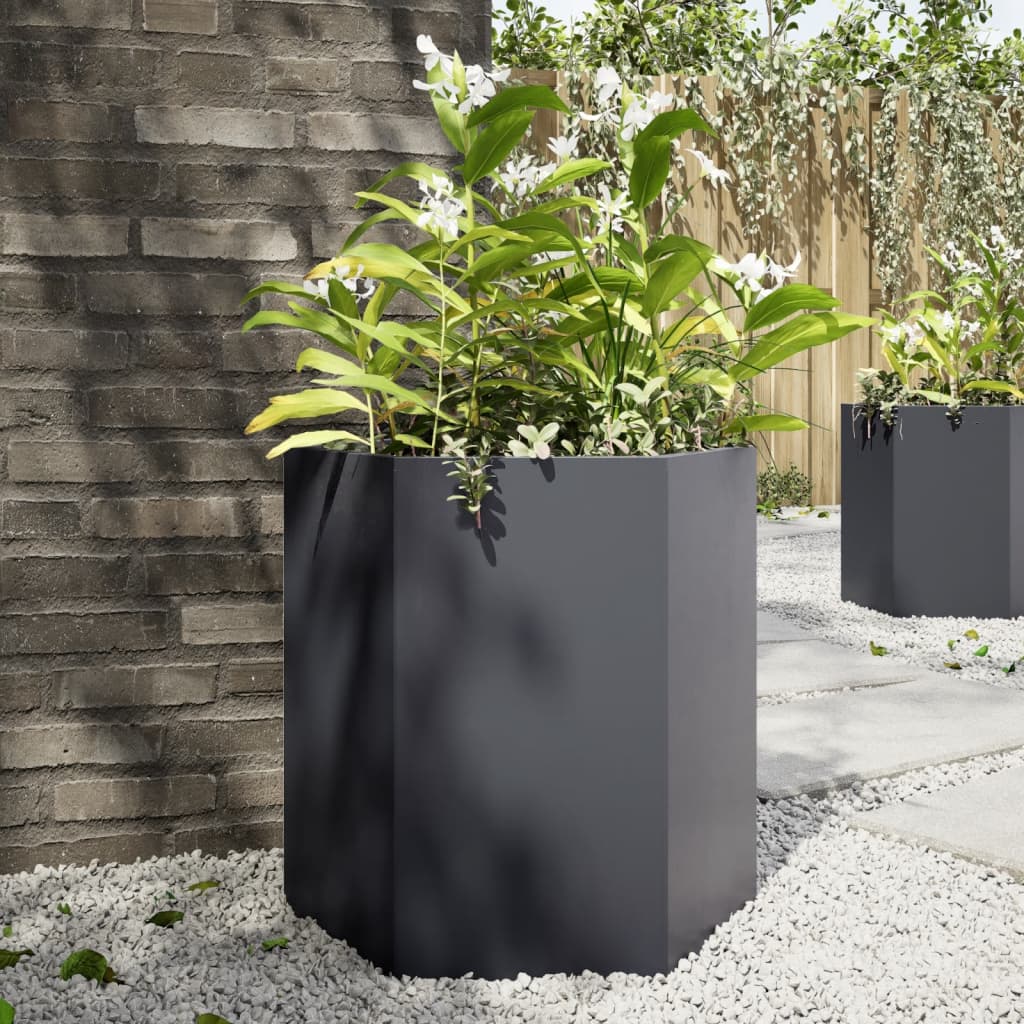 vidaXL Garden Planter Anthracite Hexagon 46x40x45 cm Steel 1