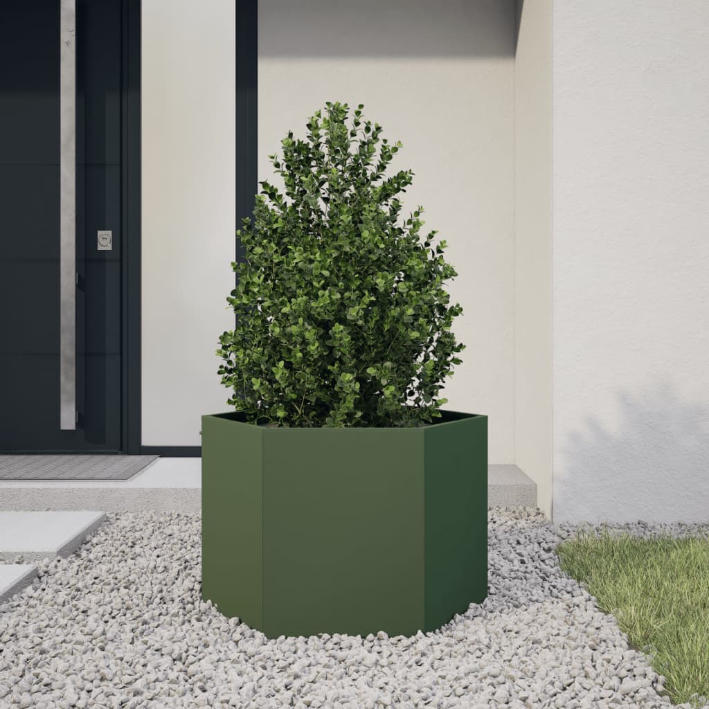 Planter Rusty 60x60x45 cm Corten Steel Width 69 cm Steel/green