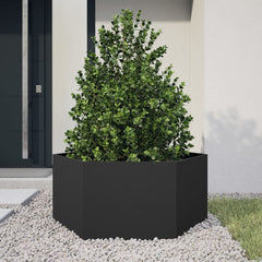 vidaXL Garden Planter Black Hexagon 104x90x45 cm Steel 2