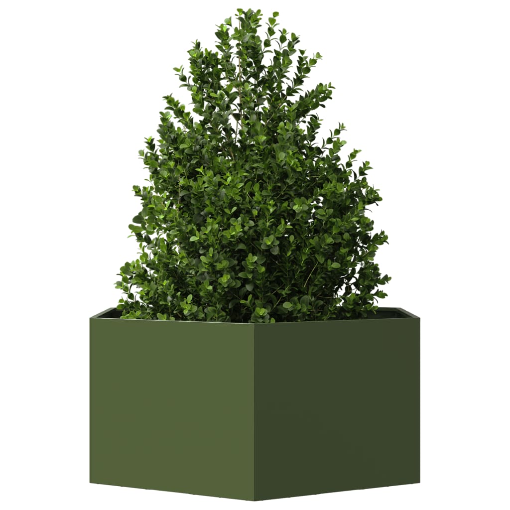 vidaXL Garden Planter Olive Green Hexagon 104x90x45 cm Steel 3