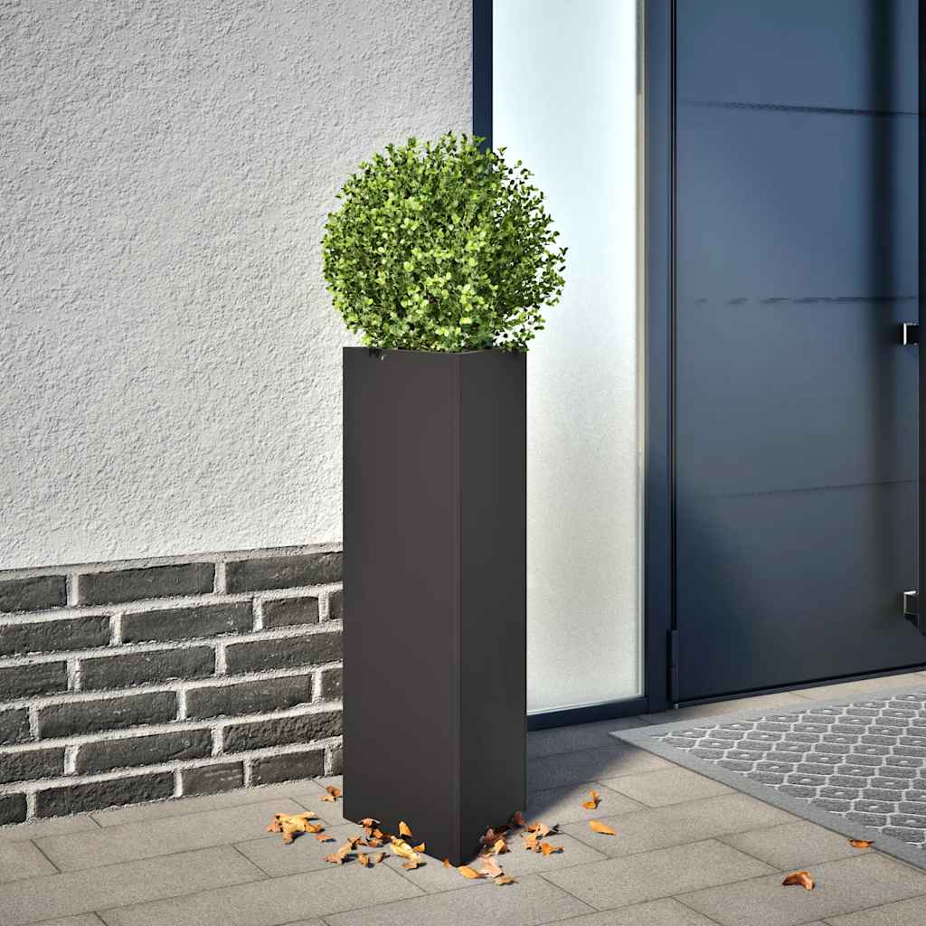vidaXL Garden Planter Black Triangular 30x26x75 cm Steel 1