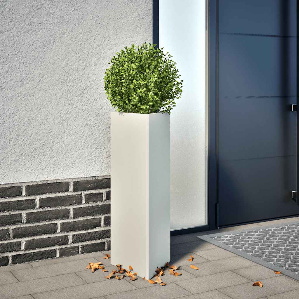 vidaXL Garden Planter White Triangular 30x26x75 cm Steel 1
