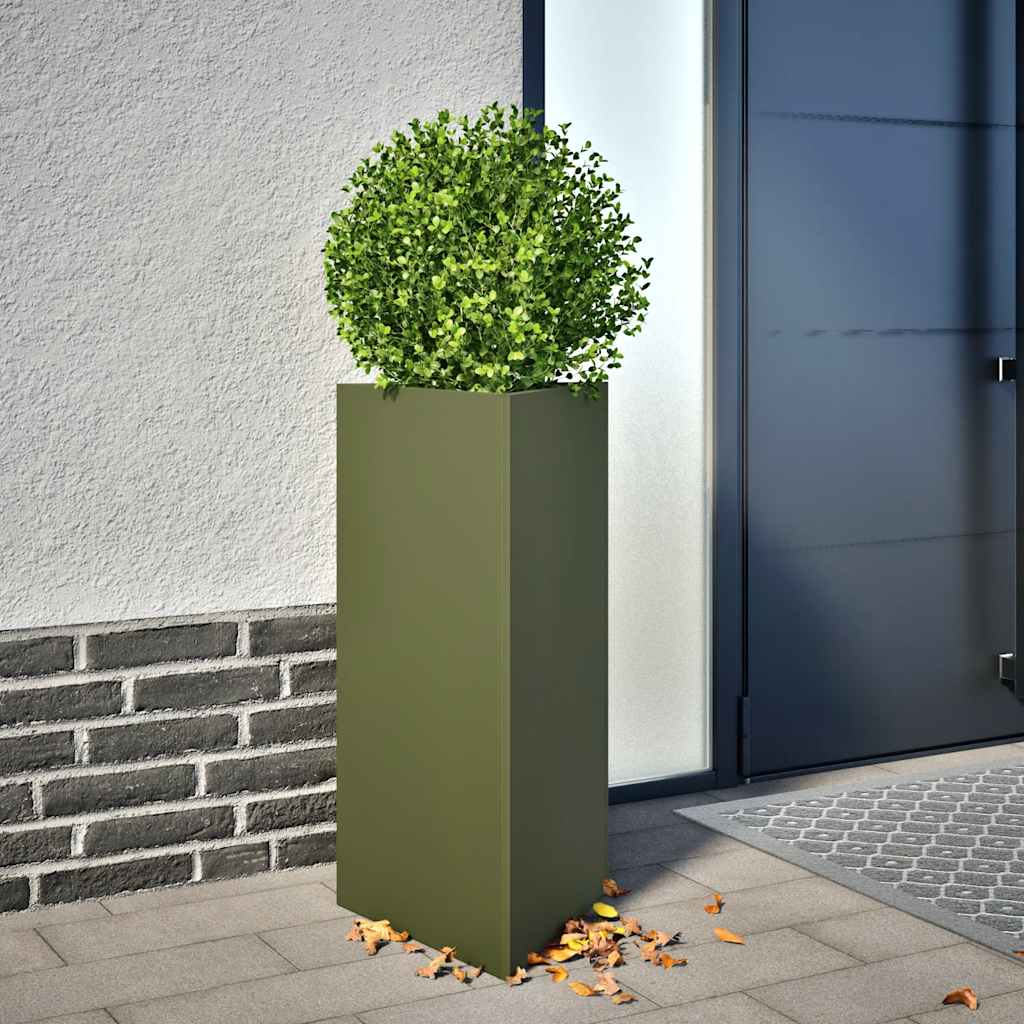 vidaXL Garden Planter Olive Green Triangular 40x34.5x75 cm Steel 1