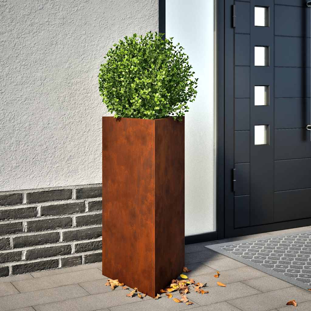 Garden Planters Black Triangular 40x34.5x75 cm Steel 2 pcs Weathering steel/brown