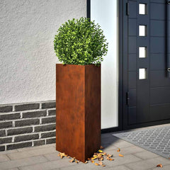 Garden Planters Black Triangular 40x34.5x75 cm Steel 2 pcs Weathering steel/brown
