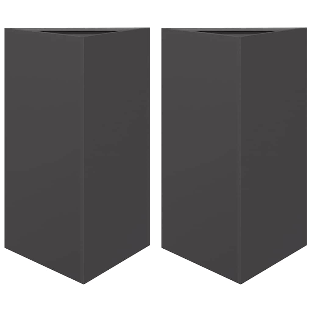 vidaXL Garden Planters 2 pcs Black Triangular 50x43x75 cm Steel 2