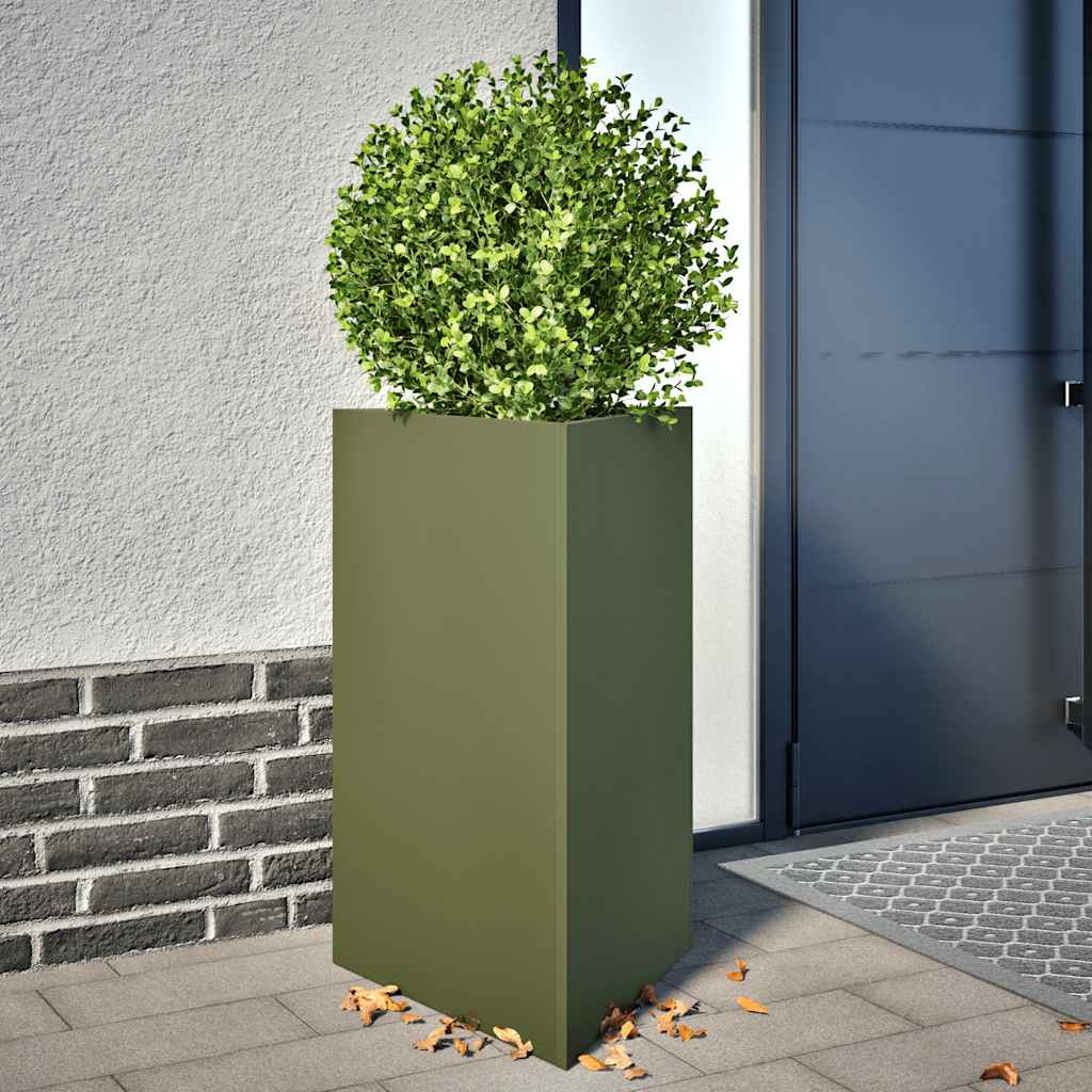 Garden Planters Black Triangular 50x43x75 cm Steel 2 pcs Steel/green