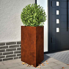 Garden Planters Black Triangular 50x43x75 cm Steel 2 pcs Weathering steel/brown