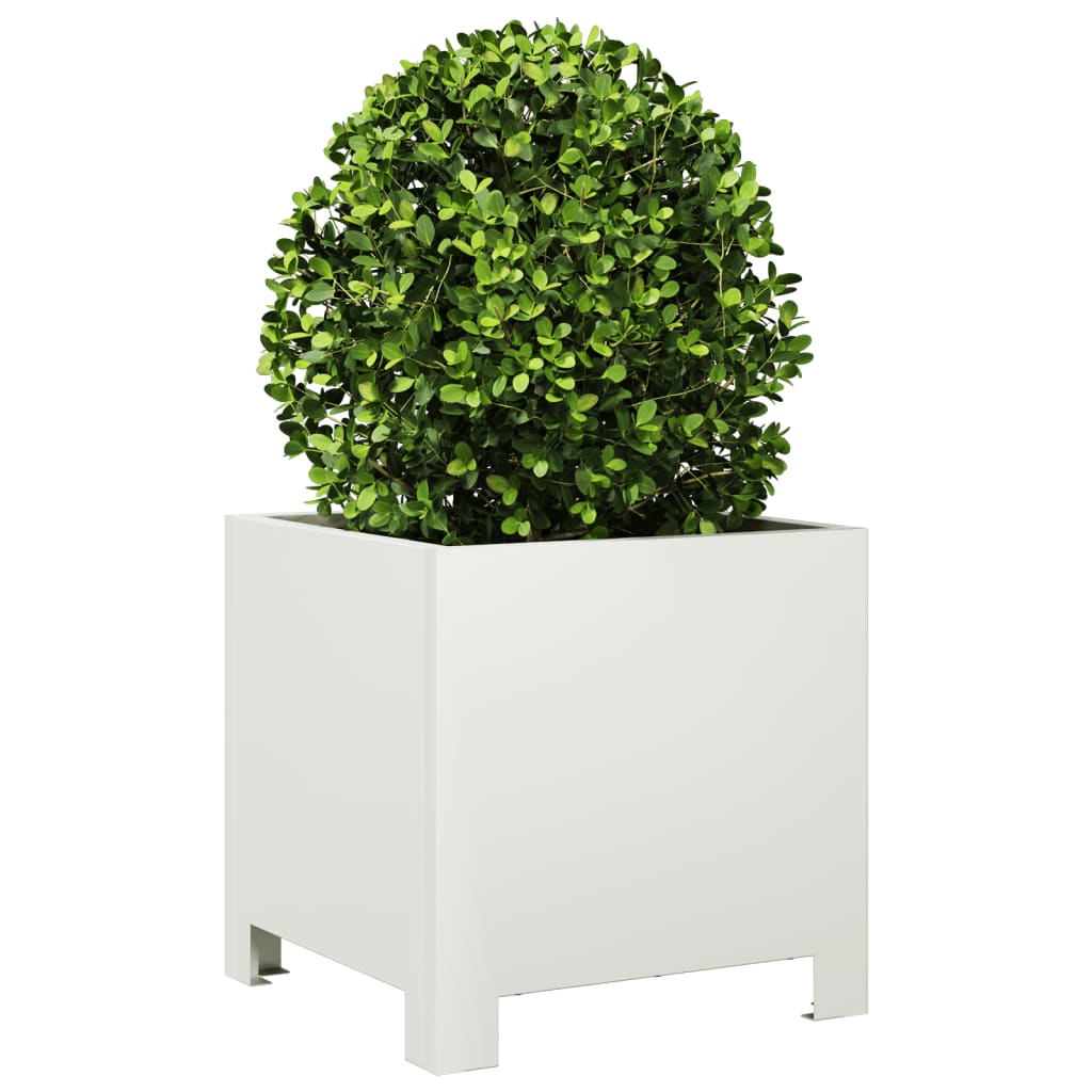 vidaXL Garden Planters 2 pcs White 30x30x30 cm Steel 4