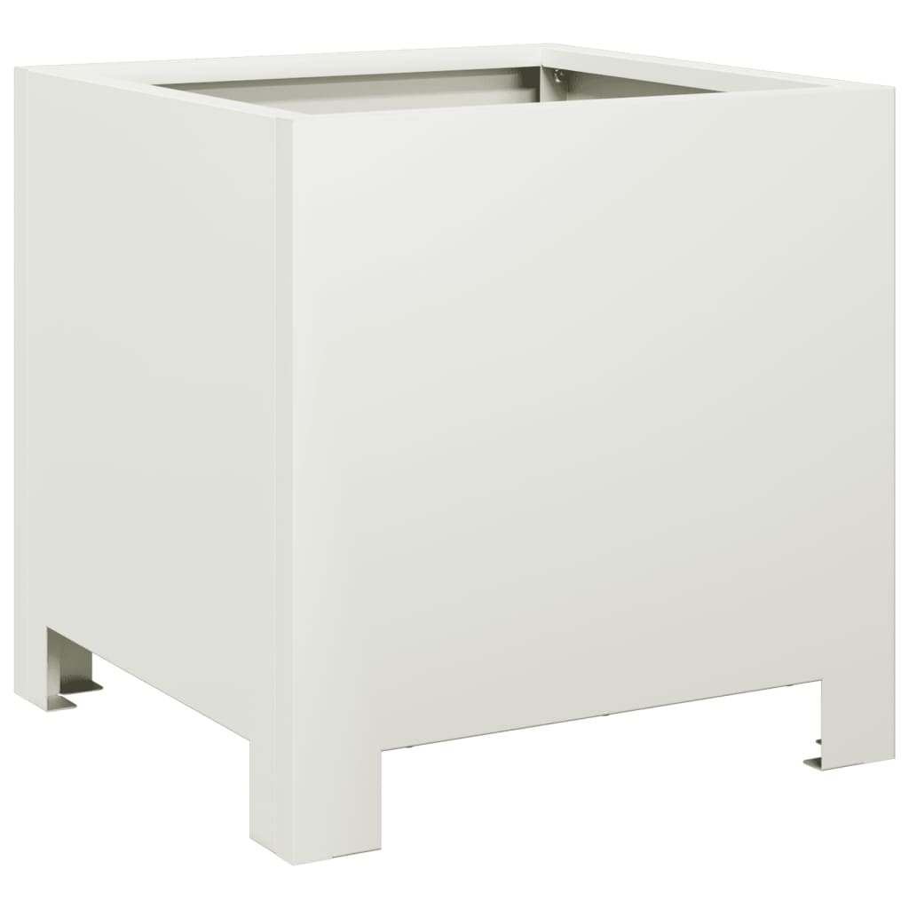 vidaXL Garden Planters 2 pcs White 30x30x30 cm Steel 5