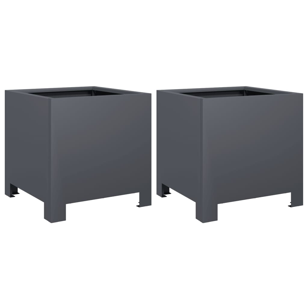 vidaXL Garden Planters 2 pcs Anthracite 30x30x30 cm Steel 2